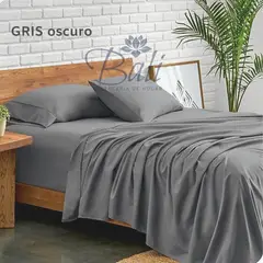 BALI - Sabanas Cama Semidoble Gris Oscuro Calidad Premium