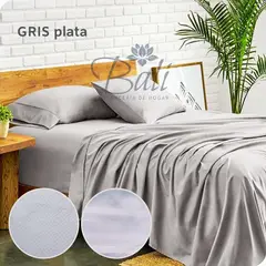 BALI - Sabanas Cama Semidoble Gris Plata Calidad Premium