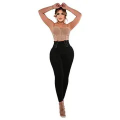 SYK - Leggins Pantalon Suplex Tiro Alto Hebillas Negra