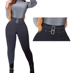 SYK - Leggins Pantalon Suplex Tiro Alto Hebillas Doble