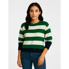 MOLGOA - Suéter para Mujer Cuello Redondo- The Linear