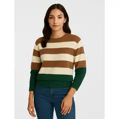 MOLGOA - Suéter para Mujer Cuello Redondo- The Linear