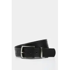 VELEZ - Vélez Cinturón Unifaz Coraje Cuero Hombre Pasador Metálico Negro