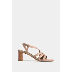 VELEZ - Vélez Sandalia Tacón Gobi De Cuero Liso Para Mujer Straps Arena