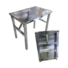 GENERICO - Mesa Auxiliar Acero Metálica Plegable Multiusos Portatil