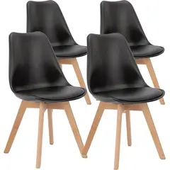 GENERICO - Set X4 Sillas Tapizadas Color Negro
