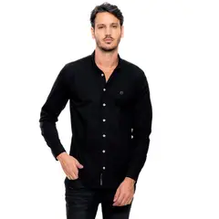 COLOR BLUE - Camisa Manga Larga Unicolor Logo