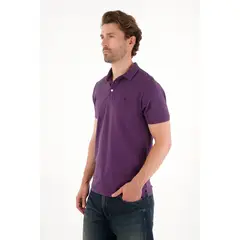 TENNIS - Polo en tela piqué licra morada para hombre