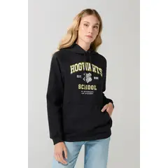KOAJ - Buzo negro con capota y arte de Harry Potter Mujer