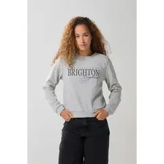 KOAJ - Buzo cuello redondo gris claro con diseño college Mujer