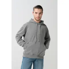 KOAJ - Buzo gris claro oversize con capota y bolsillo en frent Hombre