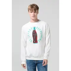 KOAJ - Buzo de Coca-Cola crema claro con cuello redondo Hombre