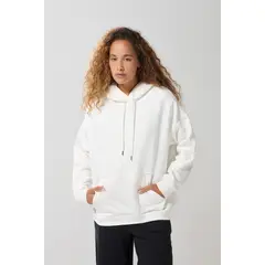 KOAJ - Buzo oversize perchado crema con capota y bolsillo Mujer