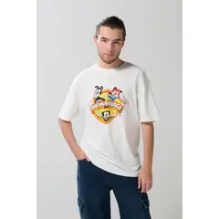 KOAJ - Camiseta manga corta crema con arte de Animaniacs Hombre