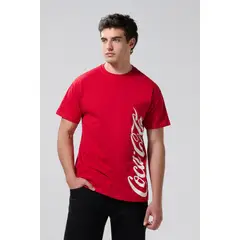 KOAJ - Camiseta roja de Cocacola con cuello redondo Hombre