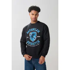 KOAJ - Buzo negro con cuello redondo y arte de Harry Potter Hombre