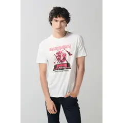 KOAJ - Camiseta crema clara de Iron Maiden manga corta Hombre