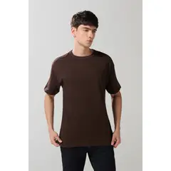 KOAJ - Camiseta unicolor en algodón con manga corta y hombro r Hombre