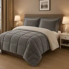 VOYPRE - Edredón Doble Faz de Lujo Piel de Durazno - Ovejero Tamaño Doble Gris