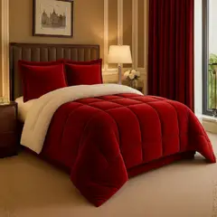 VOYPRE - Edredón Doble Faz de Lujo Piel de Durazno - Ovejero Tamaño Doble Rojo