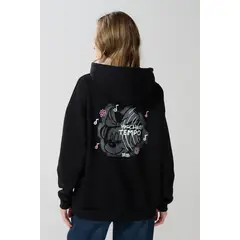 KOAJ - Buzo oversize negro con capota y diseños de Minnie Mujer