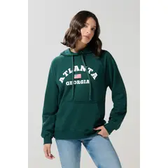 KOAJ - Buzo college verde oscuro con manga ranglan y capota Mujer