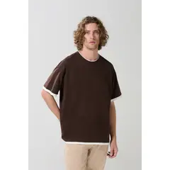 KOAJ - Camiseta unicolor manga corta con contrastes oversize Hombre