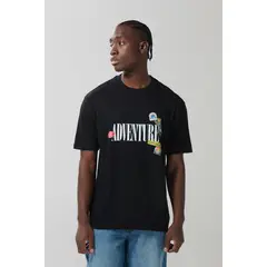 KOAJ - Camiseta cuello redondo unicolor con texto en frente Hombre