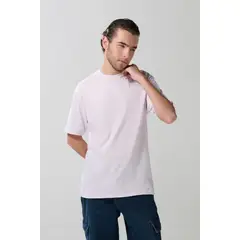 KOAJ - Camiseta lila clara manga corta en algodón Hombre