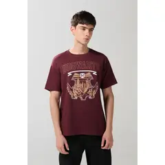 KOAJ - Camiseta roja oscura de Harry Potter con manga corta Hombre