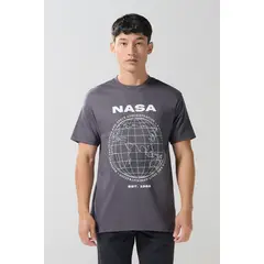 KOAJ - Camiseta manga corta gris intensa de NASA Hombre