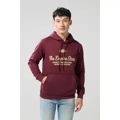 KOAJ - Buzo capota unicolor con estampado en frente estilo Col Hombre