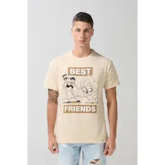 KOAJ - Camiseta kaki clara manga corta con arte de Hora de Ave Hombre