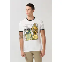 KOAJ - Camiseta negra con arte de Star Wars y manga corta Hombre
