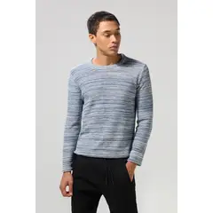 KOAJ - Suéter unicolor con cuello redondo y bordes sueltos Hombre