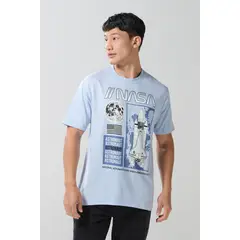 KOAJ - Camiseta azul clara de NASA en algodón con manga corta Hombre