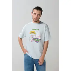 KOAJ - Camiseta cuello redondo azul clara de Pinky y Cerebro Hombre