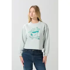 KOAJ - Buzo verde claro crop top con arte de The Mandalorian Mujer