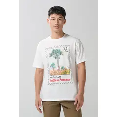 KOAJ - Camiseta manga corta unicolor con diseño de playa Hombre