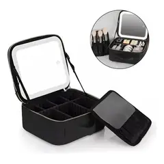 GENERICO - Cosmetiquera Con Espejo Divisiones Luz Led