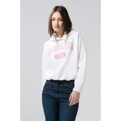 KOAJ - Buzo oversize crema con capota y diseño college Mujer