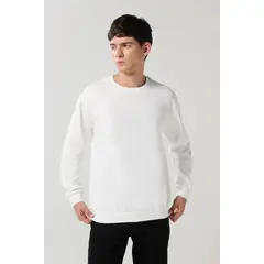 KOAJ - Buzo unicolor holgado con cuello redondo y manga larga Hombre