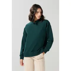 KOAJ - Buzo verde oscuro perchado oversize con cuello redondo Mujer