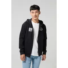 KOAJ - Buzo con capota negro, diseño college y cremallera Hombre