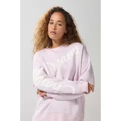KOAJ - Buzo rosado oversize cuello redondo con texto en frente Mujer