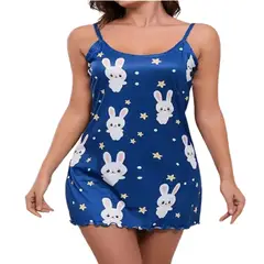 100 - Pijama Color Azul Estampado Conejos