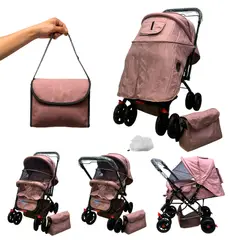 BABY ON - Coche Para Bebe ReversibleToldilloCubrepies Babyon Coral
