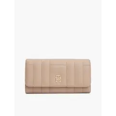 TOMMY HILFIGER - Billetera beige large con cierre de solapa