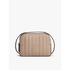 TOMMY HILFIGER - Bolso beige cruzado acolchado con monograma TH
