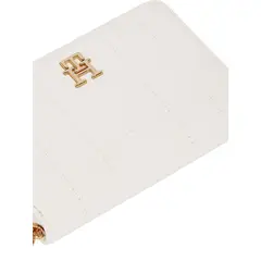 TOMMY HILFIGER - Billetera blanca acolchada con cremallera y logo